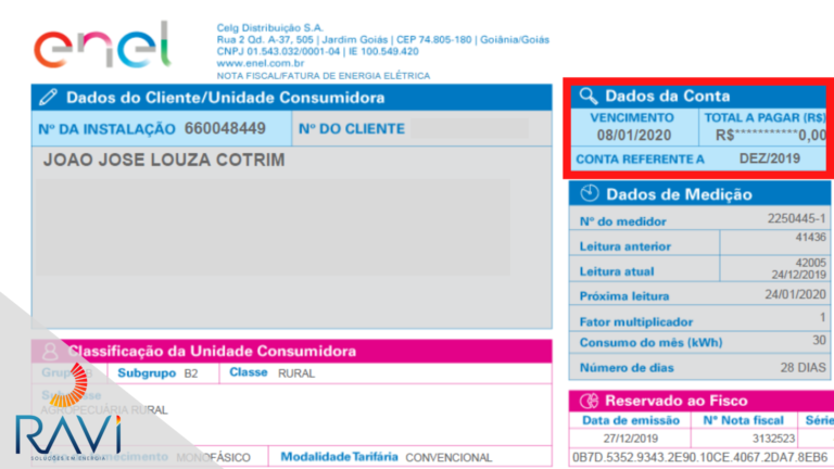 Conta de Energia Depois da Instalação UC1