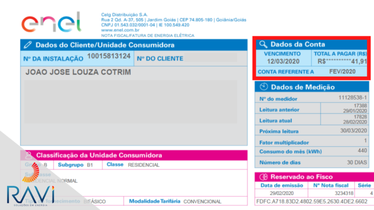 Conta de Energia Depois da Instalação UC2