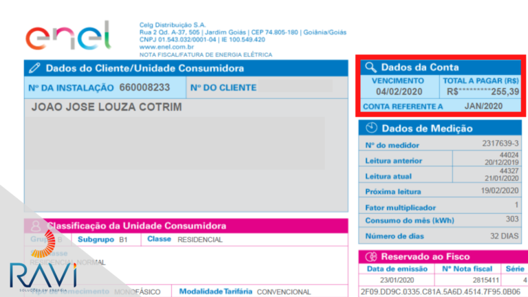 Conta de Energia Antes da Instalação UC3