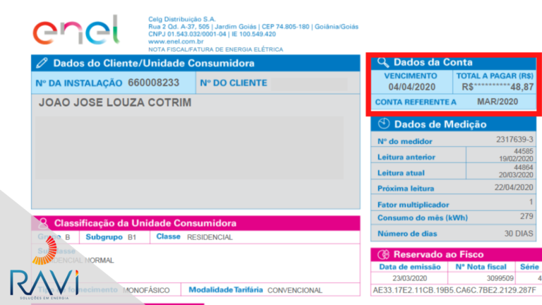 Conta de Energia Depois da Instalação UC3