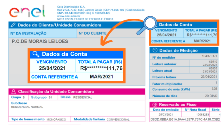 Conta de Energia Depois da Instalação UC1