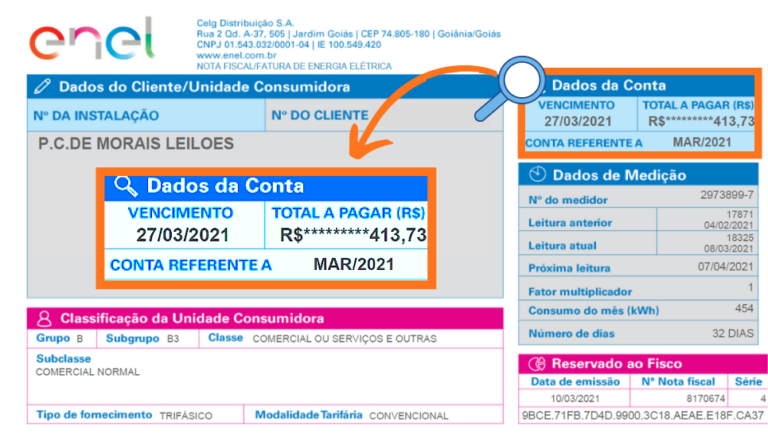 Conta de Energia Antes da Instalação UC2