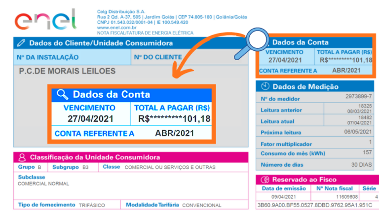 Conta de Energia Antes da Instalação UC2