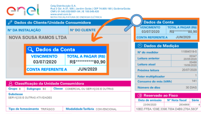 Conta de Energia Depois da Instalação